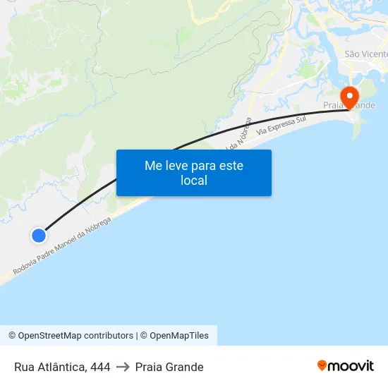 Rua Atlântica, 444 to Praia Grande map