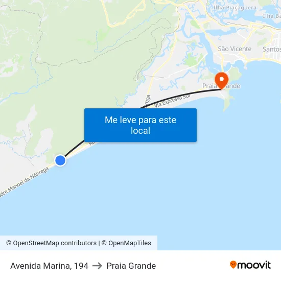 Avenida Marina, 194 to Praia Grande map