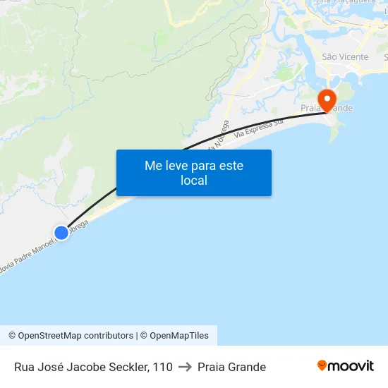 Rua José Jacobe Seckler, 110 to Praia Grande map