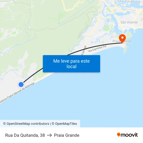 Rua Da Quitanda, 38 to Praia Grande map