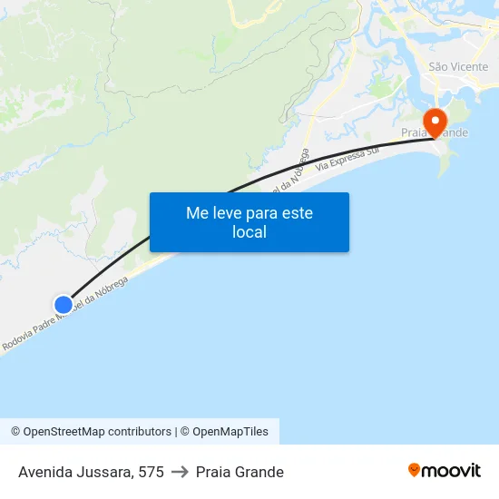 Avenida Jussara, 575 to Praia Grande map