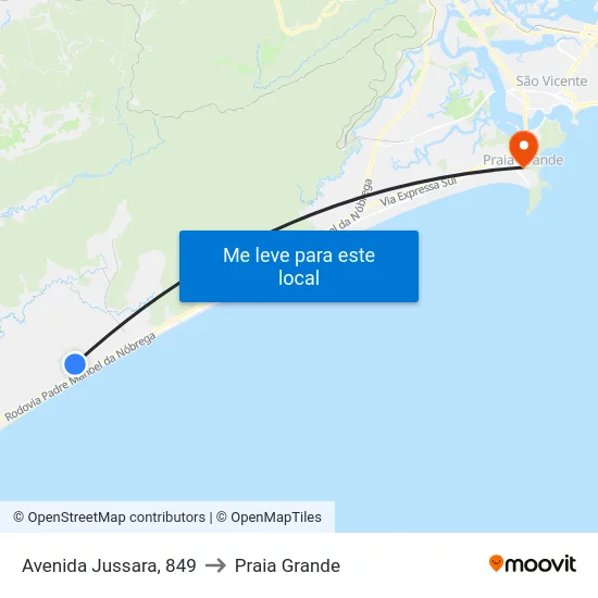 Avenida Jussara, 849 to Praia Grande map