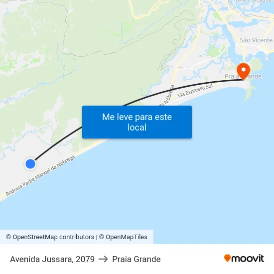 Avenida Jussara, 2079 to Praia Grande map