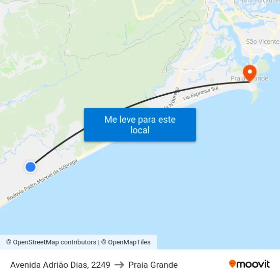 Avenida Adrião Dias, 2249 to Praia Grande map