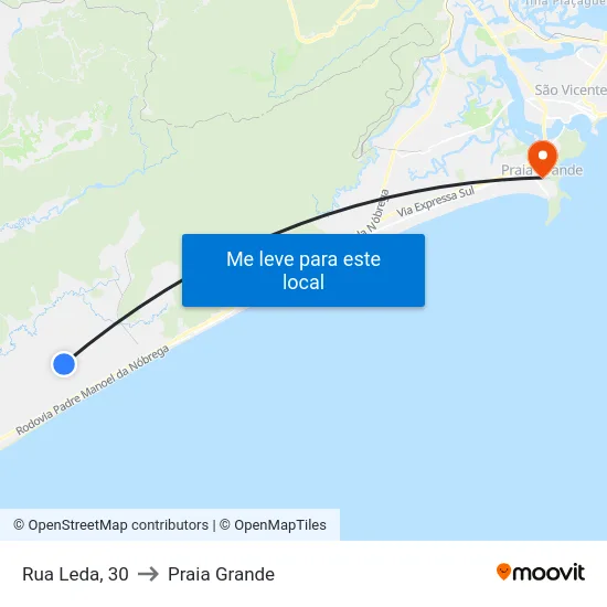 Rua Leda, 30 to Praia Grande map