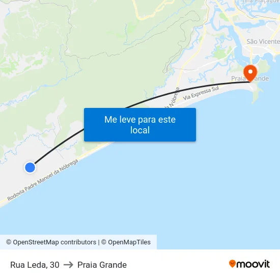 Rua Leda, 30 to Praia Grande map