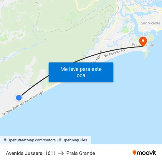 Avenida Jussara, 1611 to Praia Grande map