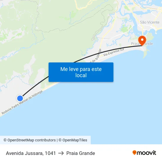Avenida Jussara, 1041 to Praia Grande map