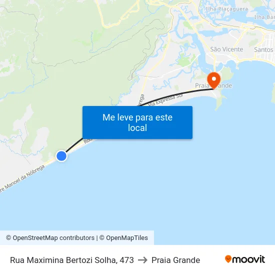 Rua Maximina Bertozi Solha, 473 to Praia Grande map