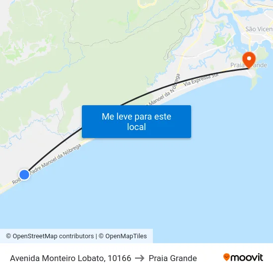 Avenida Monteiro Lobato, 10166 to Praia Grande map