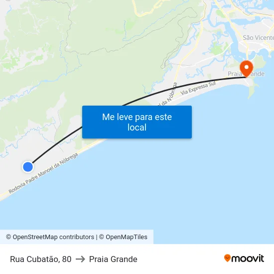 Rua Cubatão, 80 to Praia Grande map