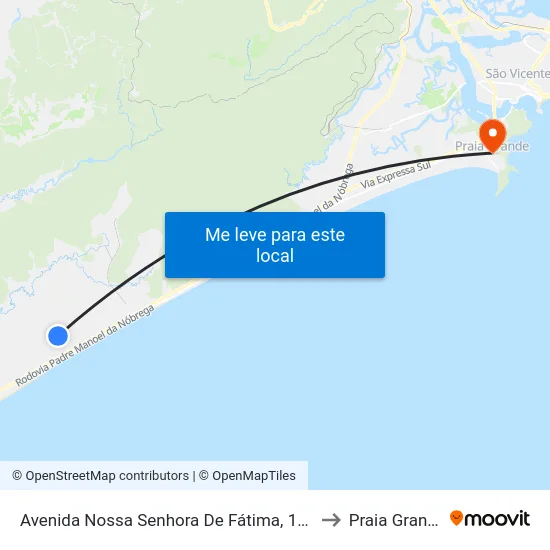 Avenida Nossa Senhora De Fátima, 1789 to Praia Grande map