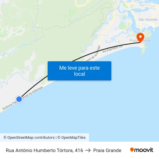 Rua Antônio Humberto Tórtora, 416 to Praia Grande map