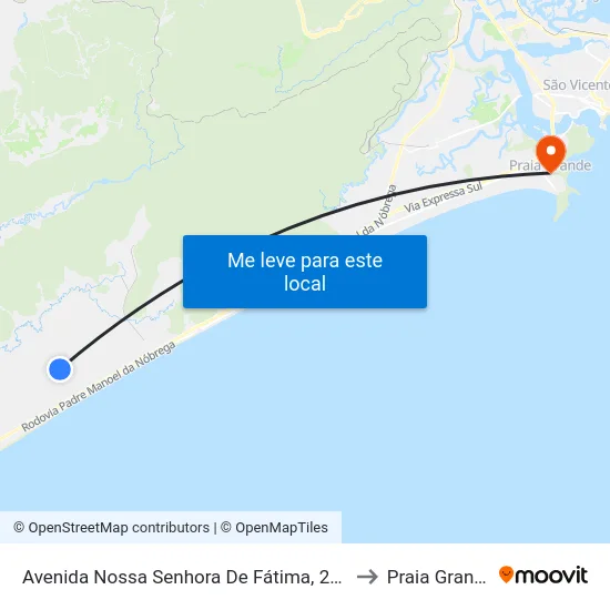 Avenida Nossa Senhora De Fátima, 2443 to Praia Grande map