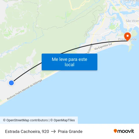 Estrada Cachoeira, 920 to Praia Grande map