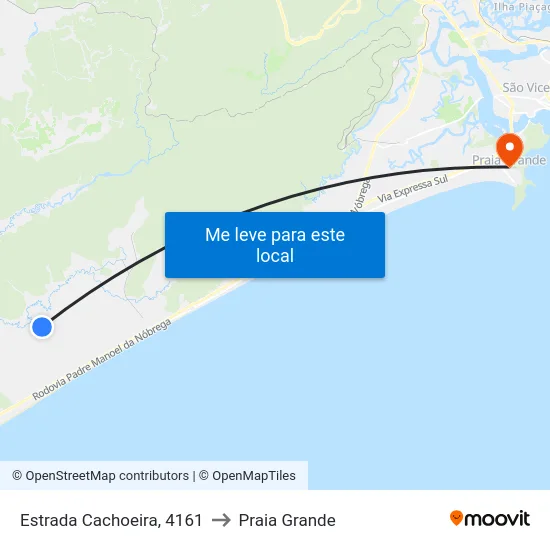 Estrada Cachoeira, 4161 to Praia Grande map