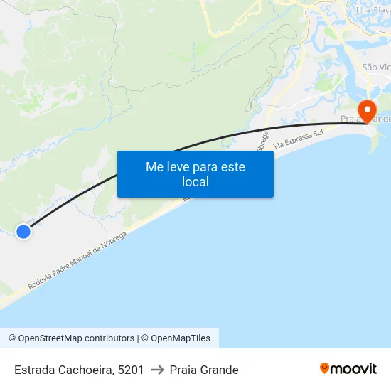 Estrada Cachoeira, 5201 to Praia Grande map