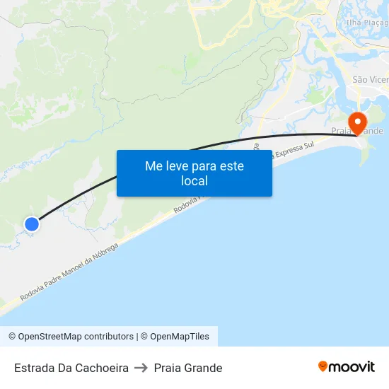 Estrada Da Cachoeira to Praia Grande map