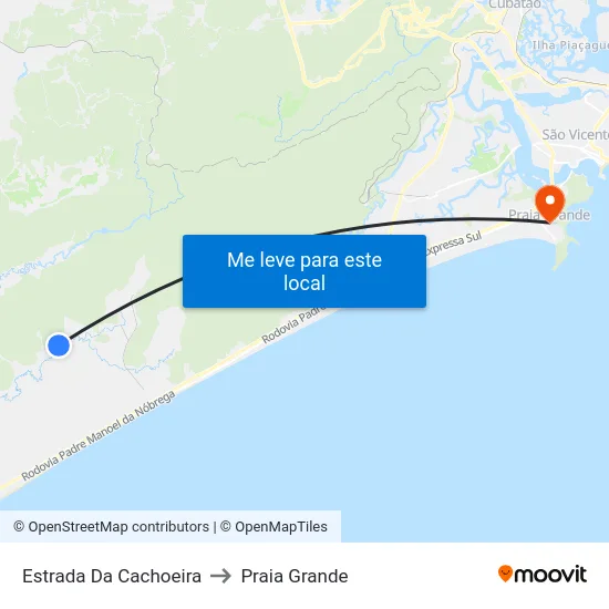Estrada Da Cachoeira to Praia Grande map