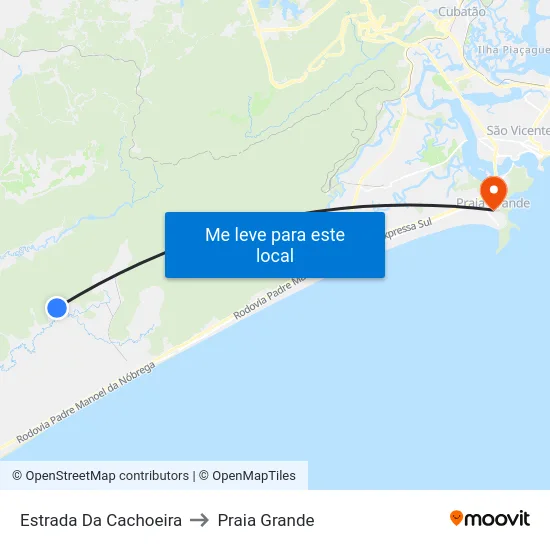 Estrada Da Cachoeira to Praia Grande map