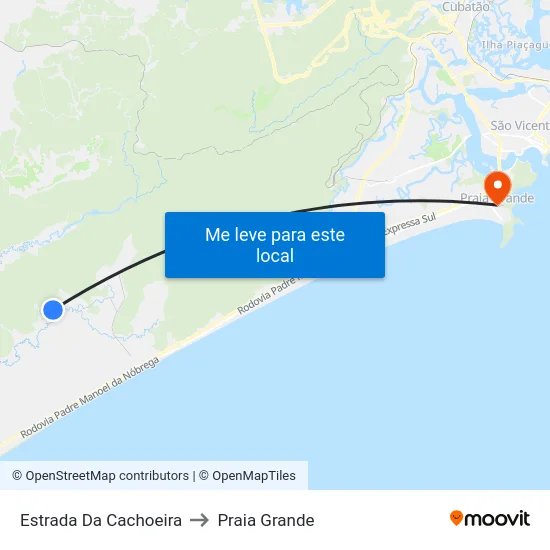 Estrada Da Cachoeira to Praia Grande map