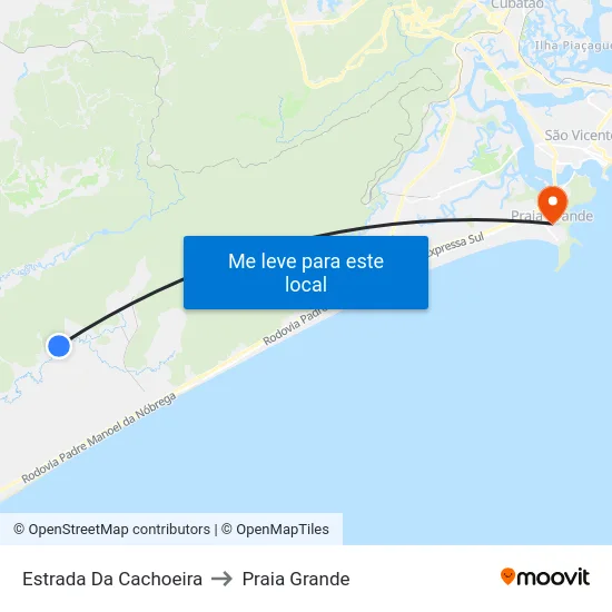 Estrada Da Cachoeira to Praia Grande map