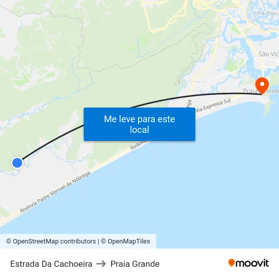 Estrada Da Cachoeira to Praia Grande map