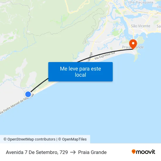 Avenida 7 De Setembro, 729 to Praia Grande map
