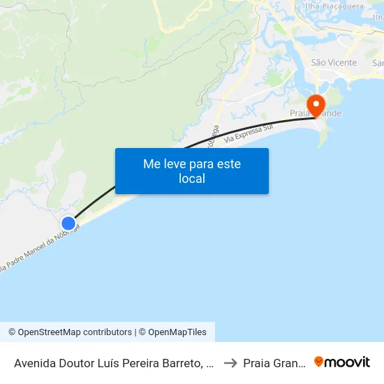 Avenida Doutor Luís Pereira Barreto, 989 to Praia Grande map