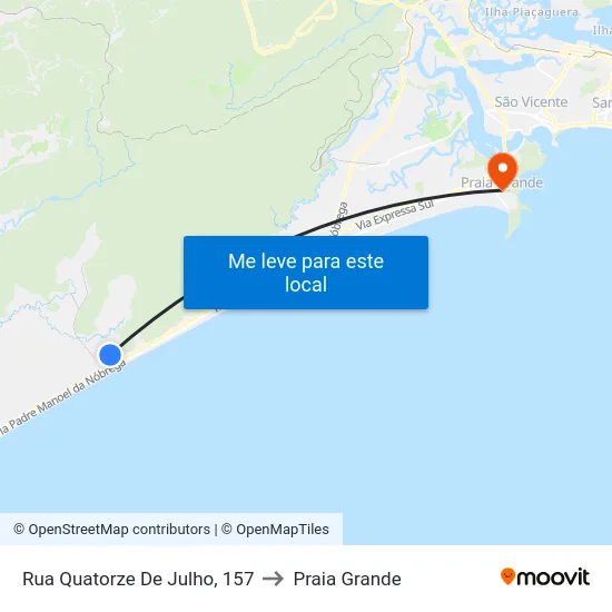 Rua Quatorze De Julho, 157 to Praia Grande map