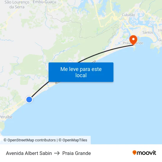 Avenida Albert Sabin to Praia Grande map