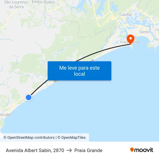 Avenida Albert Sabin, 2870 to Praia Grande map