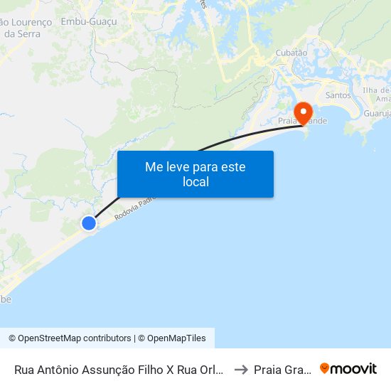 Rua Antônio Assunção Filho X Rua Orlando Diz to Praia Grande map