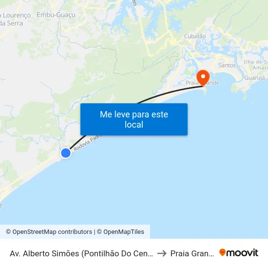 Av. Alberto Simões (Pontilhão Do Centro) to Praia Grande map