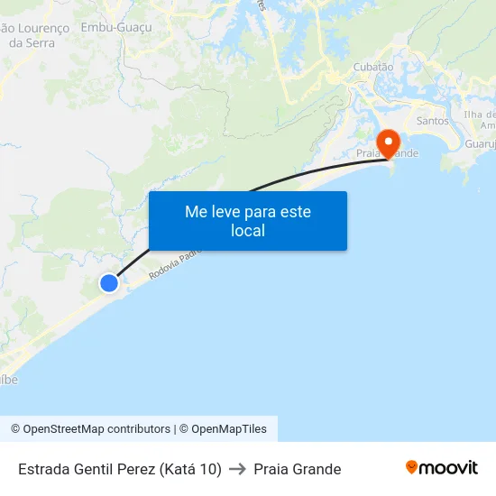 Estrada Gentil Perez (Katá 10) to Praia Grande map