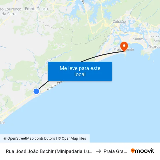 Rua José João Bechir (Minipadaria Lu E Ana) to Praia Grande map