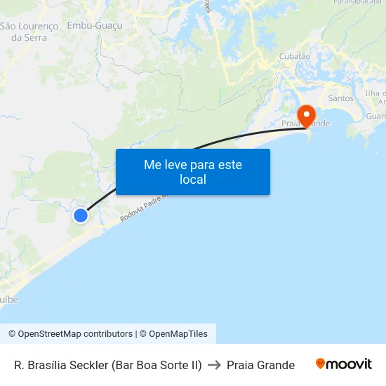 R. Brasília Seckler (Bar Boa Sorte II) to Praia Grande map