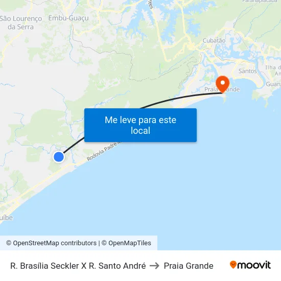 R. Brasília Seckler X R. Santo André to Praia Grande map