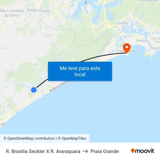 R. Brasília Seckler X R. Araraquara to Praia Grande map