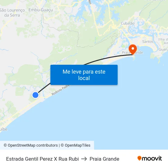 Estrada Gentil Perez X Rua Rubi to Praia Grande map