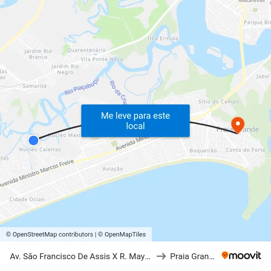 Av. São Francisco De Assis X R. Maysa to Praia Grande map