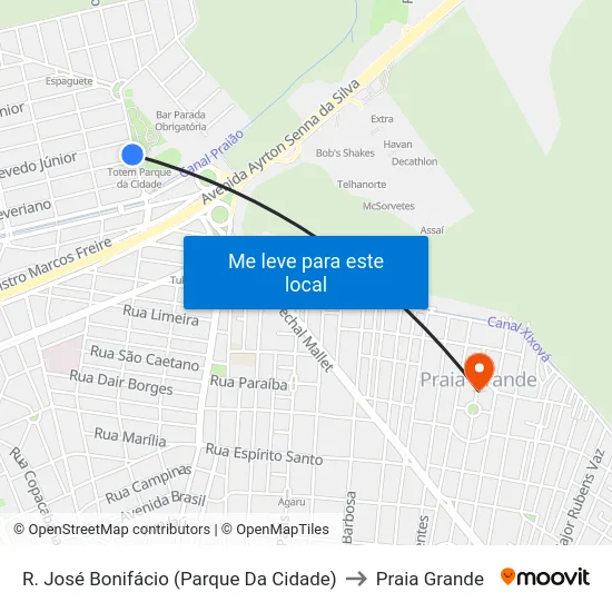 R. José Bonifácio (Parque Da Cidade) to Praia Grande map