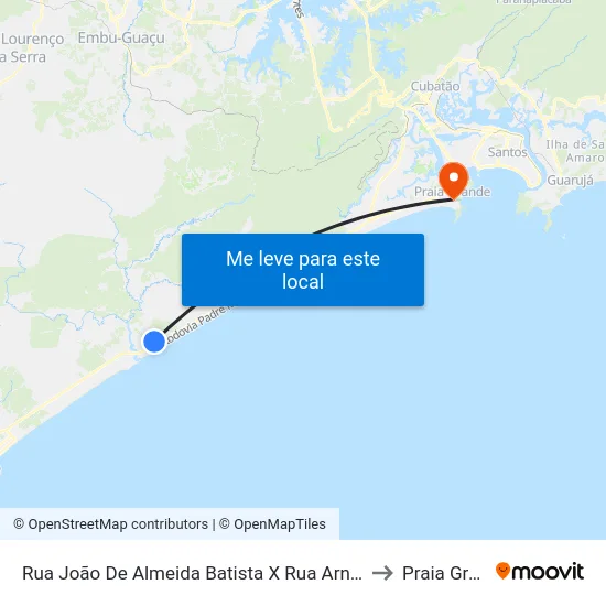 Rua João De Almeida Batista X Rua Arnaldo Valente to Praia Grande map
