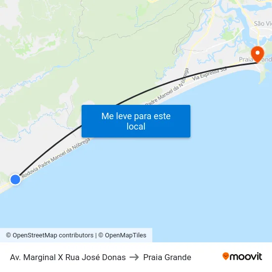 Av. Marginal X Rua José Donas to Praia Grande map