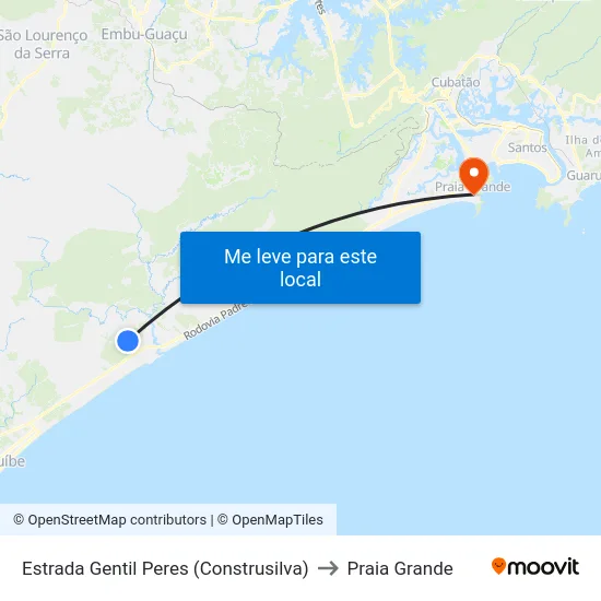 Estrada Gentil Peres (Construsilva) to Praia Grande map