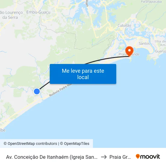 Av. Conceição De Itanhaém (Igreja Santo Antônio) to Praia Grande map