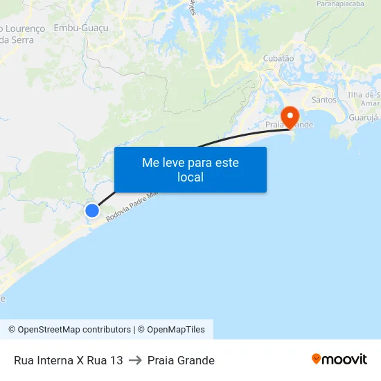 Rua Interna X Rua 13 to Praia Grande map