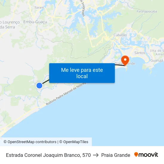 Estrada Coronel Joaquim Branco, 570 to Praia Grande map