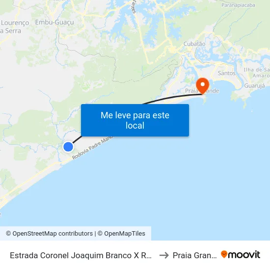 Estrada Coronel Joaquim Branco X Rua 49 to Praia Grande map