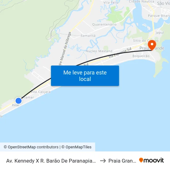 Av. Kennedy X R. Barão De Paranapiacaba to Praia Grande map